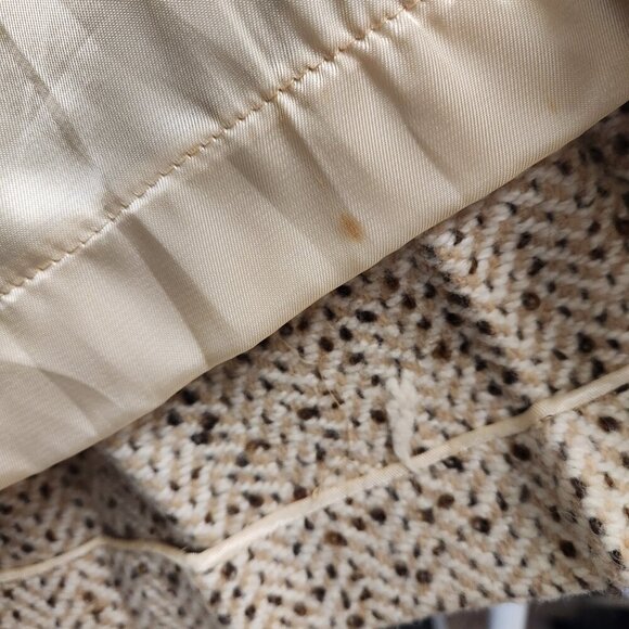 Vintage Handmade Double Breasted Speckled Herringbone Beige Peacoat Small - Picture 9 of 13